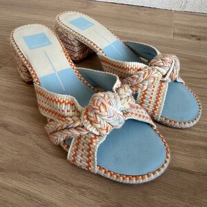 Dolce Vita Braided Mules in Orange and Cream